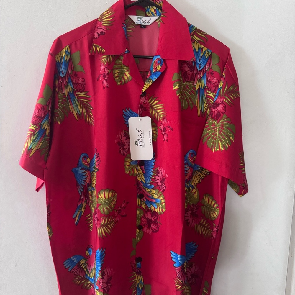 Amazon Men's Red Tropical Print Shirt